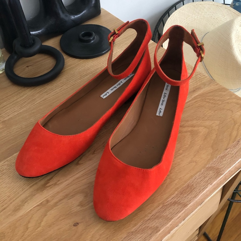 & Other Stories Red Suede Ankle Strap Mary Jane 8